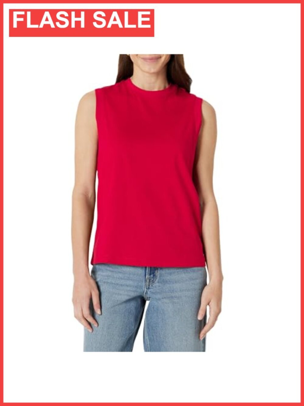 Relaxed Fit Cotton Muscle Tee Ribbed Crew Neck Sleeveless Top